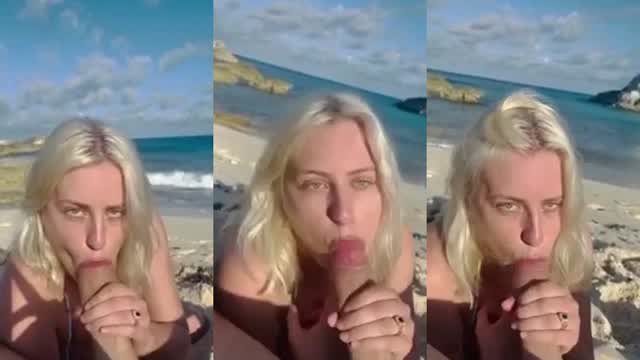 Blondyqueen69 Sextape POV Beach Blowjob  Porn Video Leaks Borntobefuck